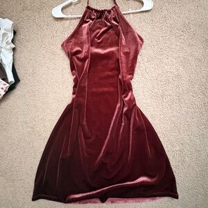 Wild Fable Burgundy Velvet Halter Dress